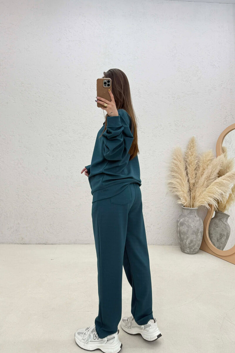 ONE COLOR ZIPPER SWEATSHIRT + SWEATPANTS WOMAN SET BLUE STONE/GK - 4