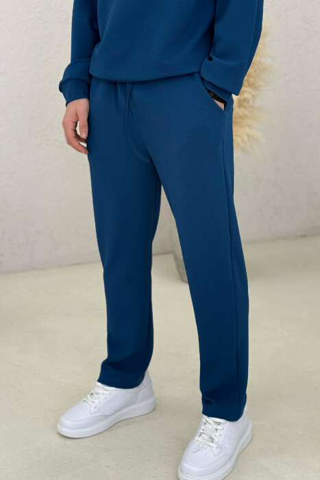 ONE COLOR ZIPPER SWEATSHIRT + SWEATPANTS MEN SET BLUE/BLU - 5