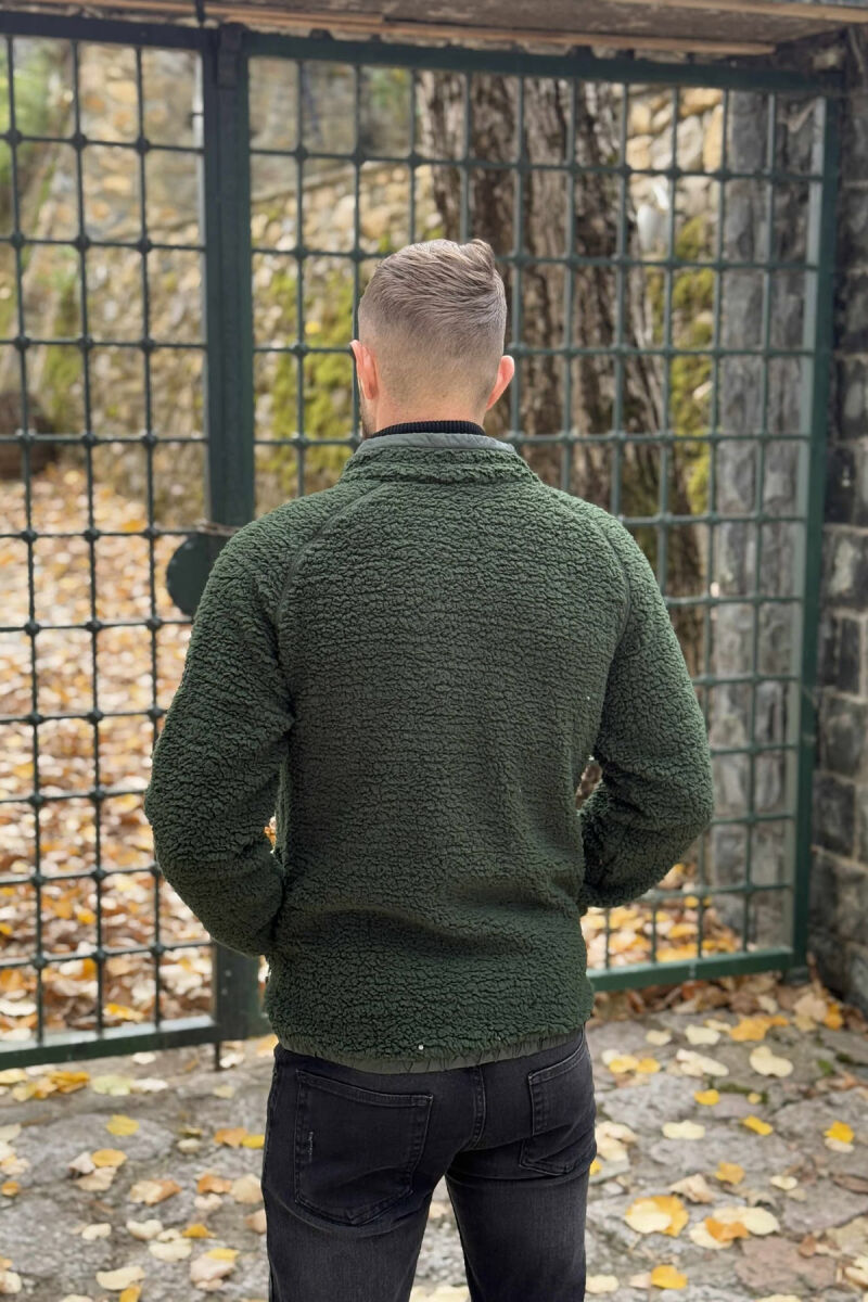 ONE COLOR ZIPPER TEDDY MEN JACKET GREEN/JESHILE - 4