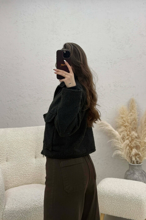 ONE COLOR ZIPPER TWO FRONT POCKETS WOMAN JACKETS BLACK/ E ZEZE - 2