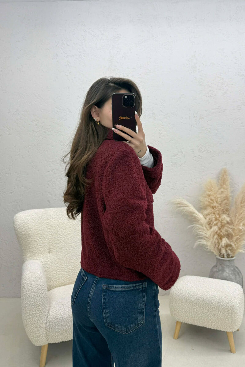 ONE COLOR ZIPPER TWO FRONT POCKETS WOMAN JACKETS BURGUNDY/VISHNJE - 4