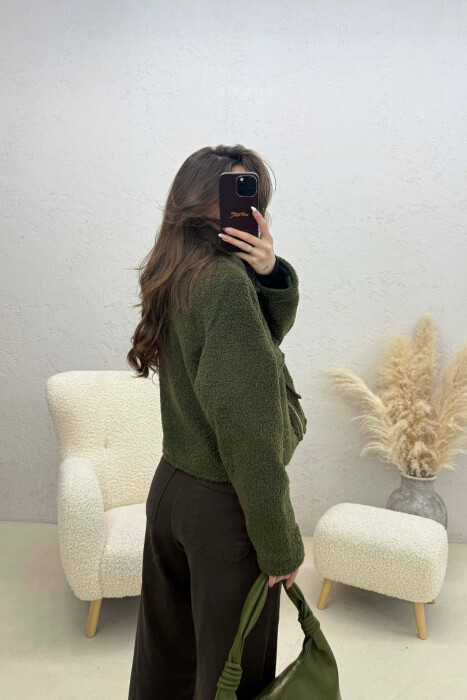 ONE COLOR ZIPPER TWO FRONT POCKETS WOMAN JACKETS GREEN/JESHILE - 2