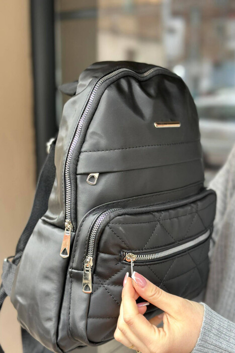 ONE COLOR ZIPPER WOMAN BACKPACK BLACK/ E ZEZE - 2