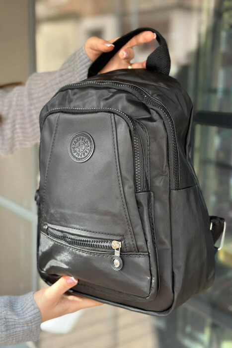 ONE COLOR ZIPPER WOMAN BACKPACK BLACK/ E ZEZE - 2