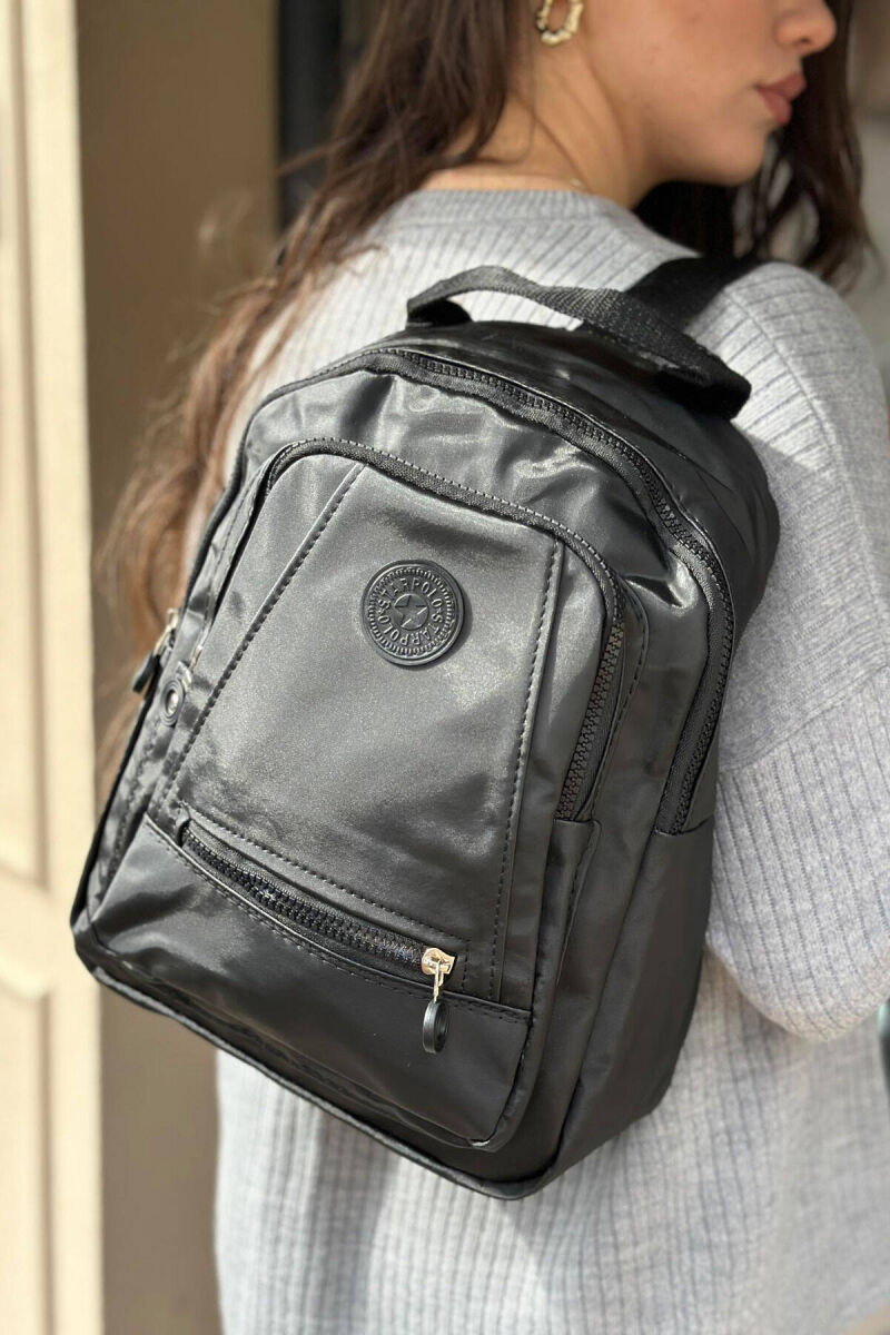 ONE COLOR ZIPPER WOMAN BACKPACK BLACK/ E ZEZE - 3