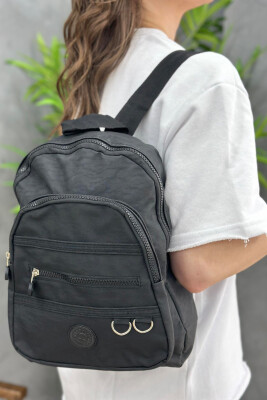 ONE COLOR ZIPPER WOMAN BACKPACK BLACK/ E ZEZE 