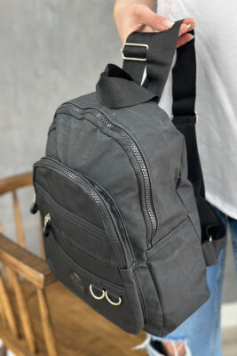 ONE COLOR ZIPPER WOMAN BACKPACK BLACK/ E ZEZE - 3