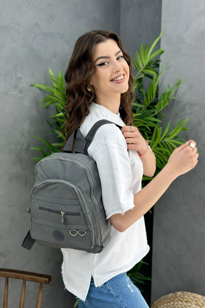 ONE COLOR ZIPPER WOMAN BACKPACK GREY/GRI - 2