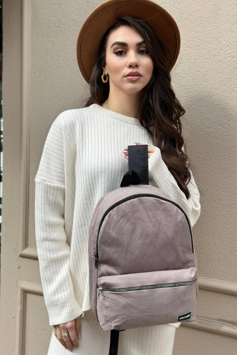 ONE COLOR ZIPPER WOMAN BACKPACK GREY/GRI - 2