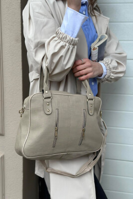 ONE COLOR ZIPPER WOMAN BAG BEIGE/BEZHE 