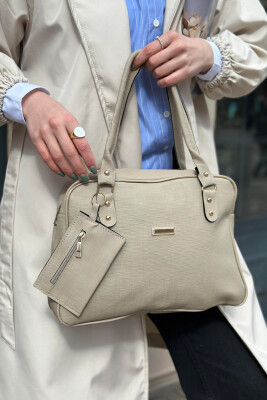 ONE COLOR ZIPPER WOMAN BAG BEIGE/BEZHE 