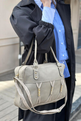 ONE COLOR ZIPPER WOMAN BAG BEIGE/BEZHE 