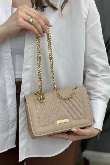 ONE COLOR ZIPPER WOMAN BAG BEIGE/BEZHE 