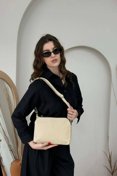 ONE COLOR ZIPPER WOMAN BAG BEIGE/BEZHE - KLAUDIO FASHION