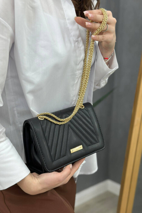 ONE COLOR ZIPPER WOMAN BAG BLACK/ E ZEZE 