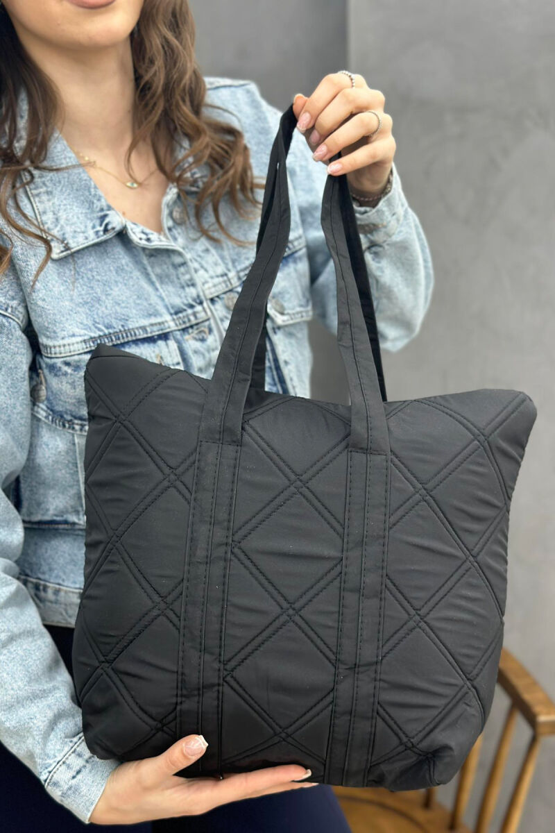 ONE COLOR ZIPPER WOMAN BAG BLACK/ E ZEZE - 3