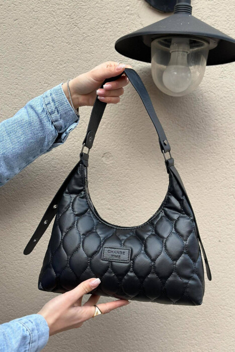 ONE COLOR ZIPPER WOMAN BAG BLACK/ E ZEZE 