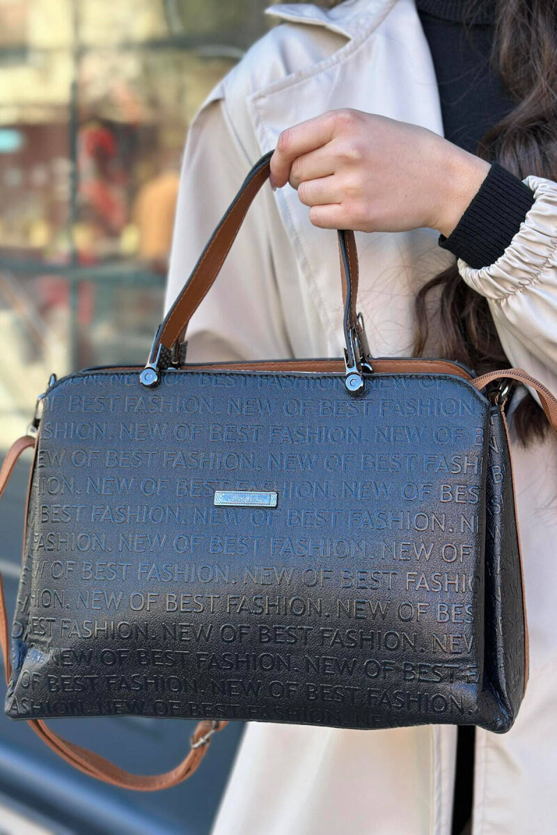 ONE COLOR ZIPPER WOMAN BAG BLACK-BROWN/ZEKA - 1