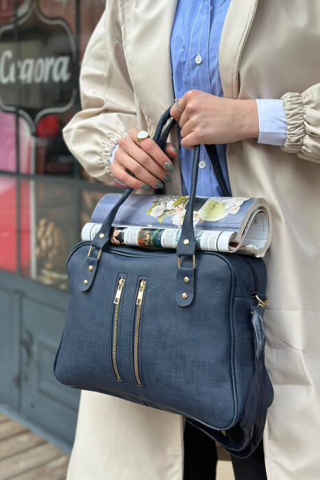 ONE COLOR ZIPPER WOMAN BAG BLUE/BLU 