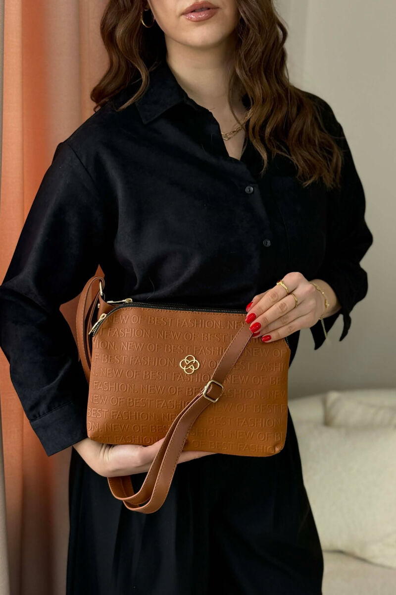 ONE COLOR ZIPPER WOMAN BAG BROWN/KAFE - 3