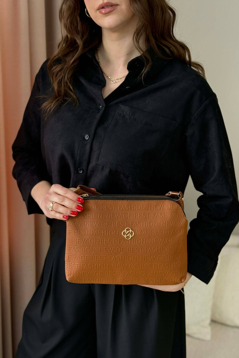 ONE COLOR ZIPPER WOMAN BAG BROWN/KAFE - 4