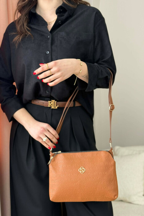 ONE COLOR ZIPPER WOMAN BAG BROWN/KAFE - 5