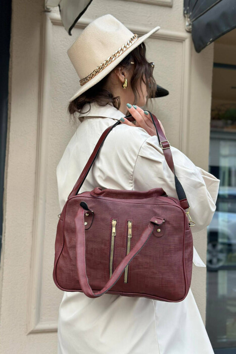 ONE COLOR ZIPPER WOMAN BAG BURGUNDY/VISHNJE 