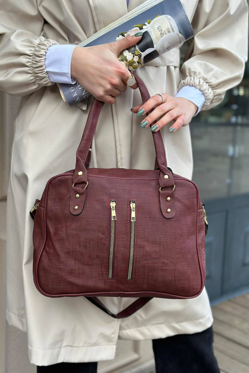 ONE COLOR ZIPPER WOMAN BAG BURGUNDY/VISHNJE - 2