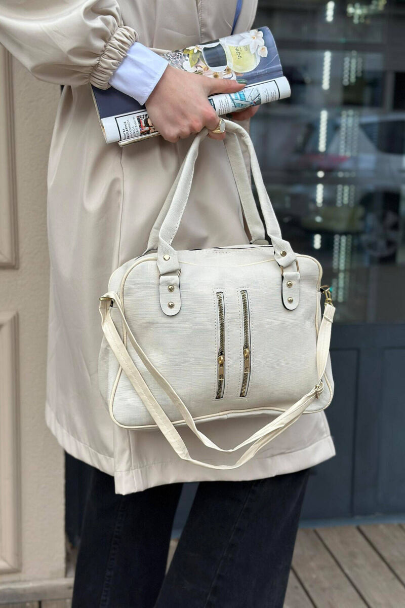 ONE COLOR ZIPPER WOMAN BAG CREAM/KREM - 1