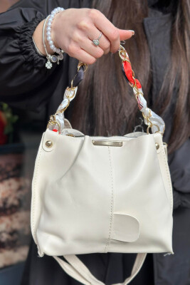 ONE COLOR ZIPPER WOMAN BAG CREAM/KREM 