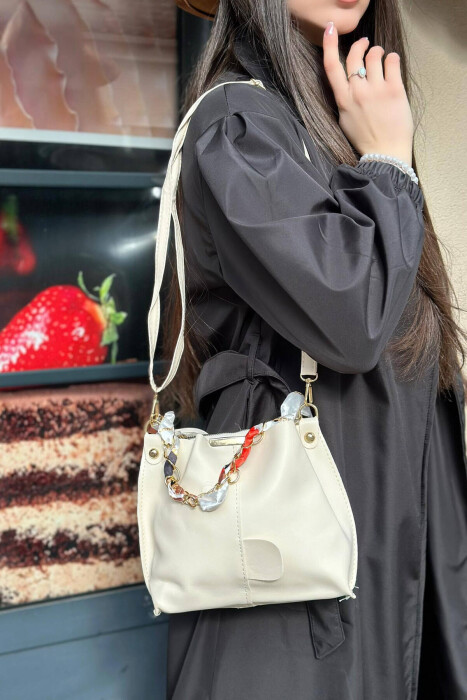 ONE COLOR ZIPPER WOMAN BAG CREAM/KREM - 2