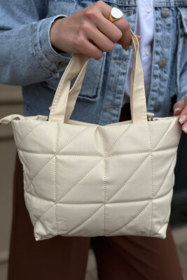 ONE COLOR ZIPPER WOMAN BAG CREAM/KREM 