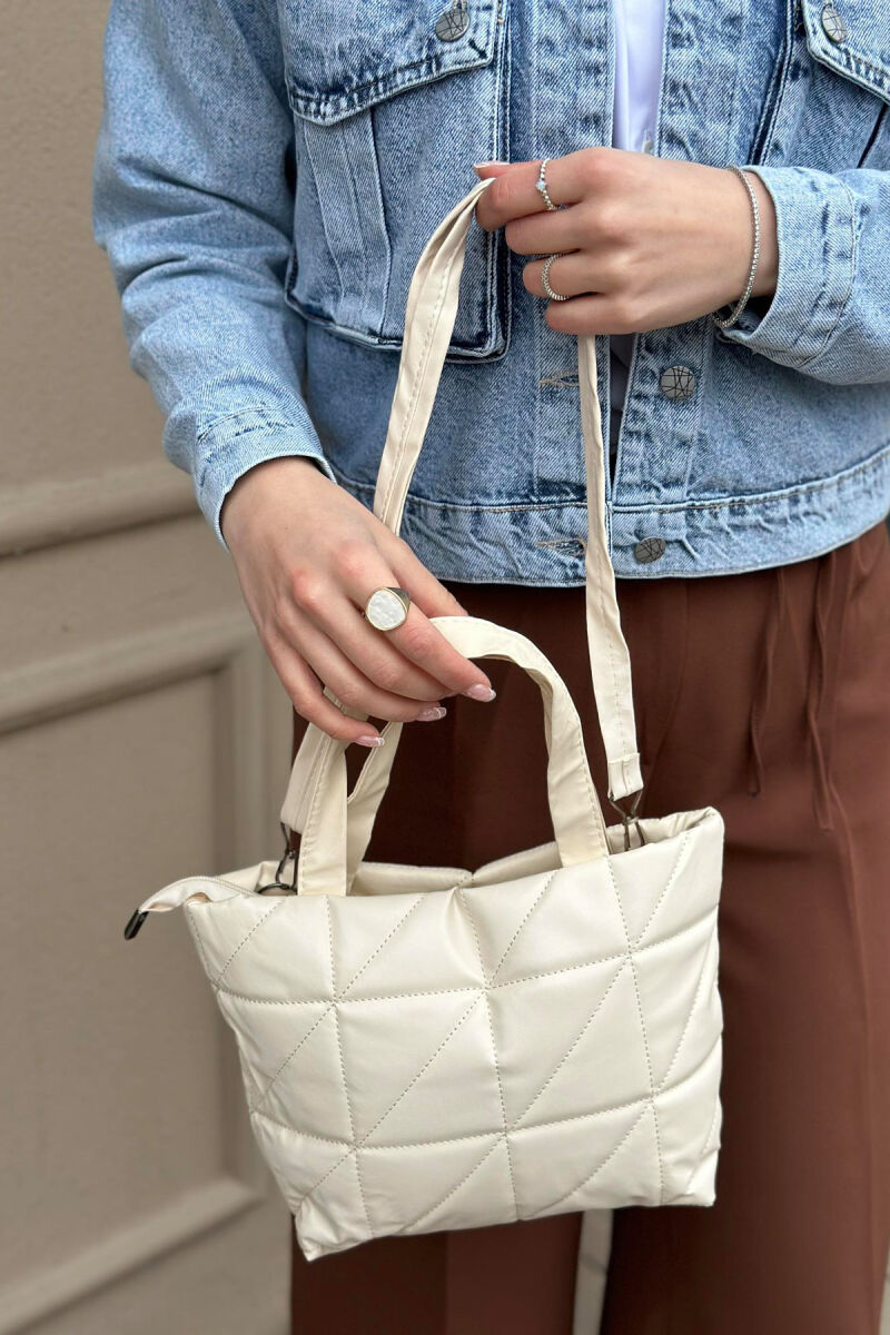 ONE COLOR ZIPPER WOMAN BAG CREAM/KREM - 3