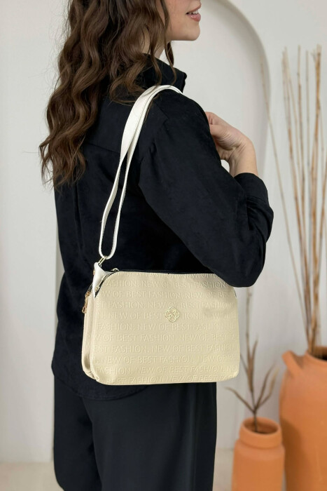 ONE COLOR ZIPPER WOMAN BAG CREAM/KREM - 1