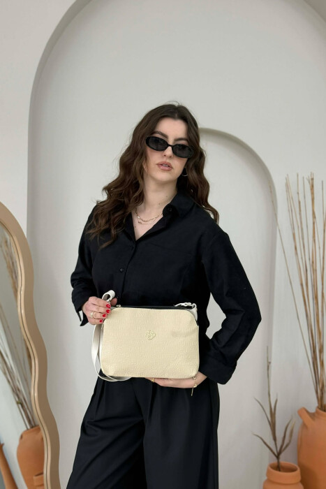 ONE COLOR ZIPPER WOMAN BAG CREAM/KREM - 3