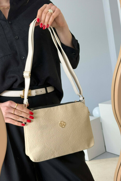 ONE COLOR ZIPPER WOMAN BAG CREAM/KREM - 6