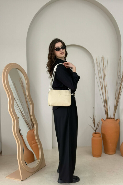 ONE COLOR ZIPPER WOMAN BAG CREAM/KREM - 8