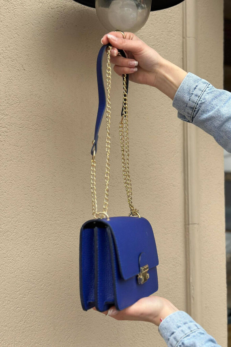 ONE COLOR ZIPPER WOMAN BAG DARK BLUE/BEE - 3