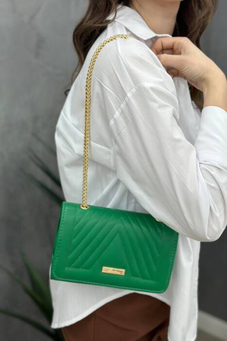 ONE COLOR ZIPPER WOMAN BAG GREEN/JESHILE 