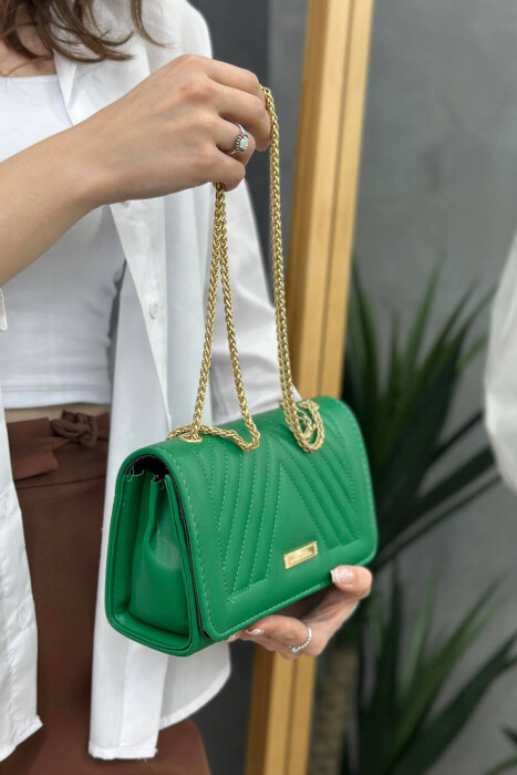 ONE COLOR ZIPPER WOMAN BAG GREEN/JESHILE - 2