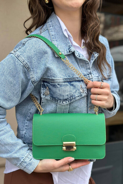 ONE COLOR ZIPPER WOMAN BAG GREEN/JESHILE 