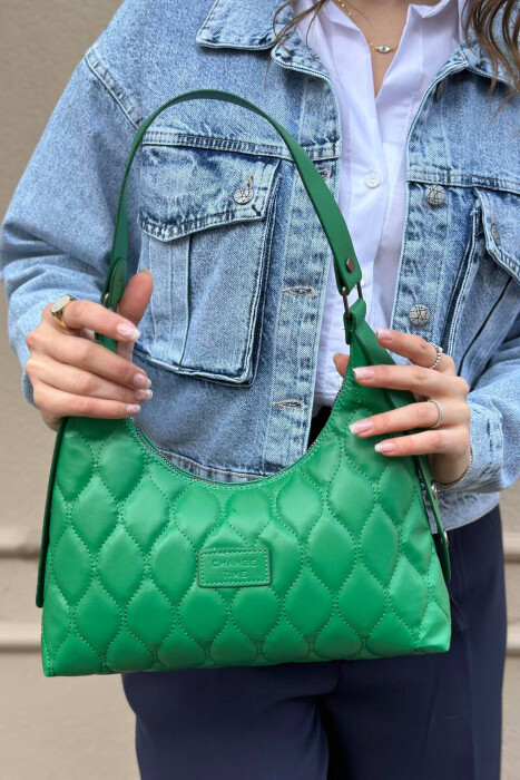 ONE COLOR ZIPPER WOMAN BAG GREEN/JESHILE 