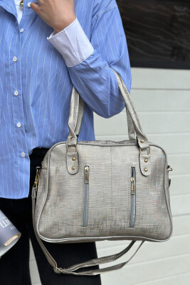 ONE COLOR ZIPPER WOMAN BAG GREY/GRI 