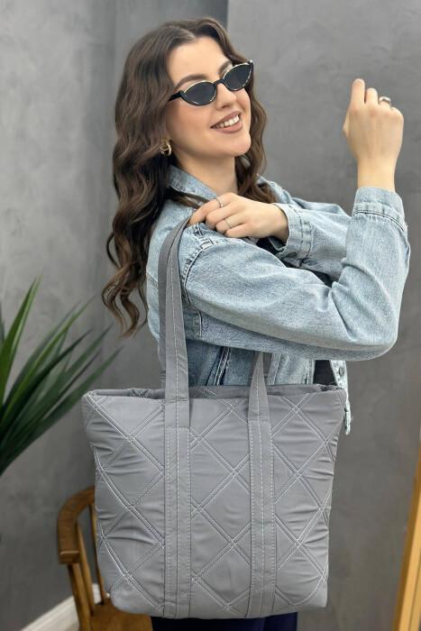 ONE COLOR ZIPPER WOMAN BAG GREY/GRI - 3