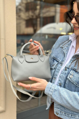 ONE COLOR ZIPPER WOMAN BAG GREY/GRI 