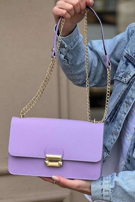 ONE COLOR ZIPPER WOMAN BAG LIGHT PURPLE/LEZB 