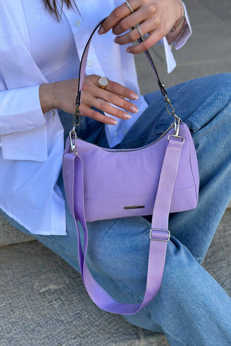 ONE COLOR ZIPPER WOMAN BAG LIGHT PURPLE/LEZB 