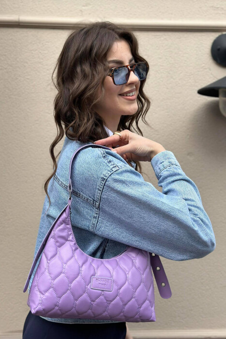 ONE COLOR ZIPPER WOMAN BAG LIGHT PURPLE/LEZB 