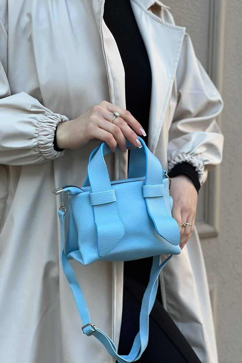 ONE COLOR ZIPPER WOMAN BAG LIGHTBLUE/BZ - 1