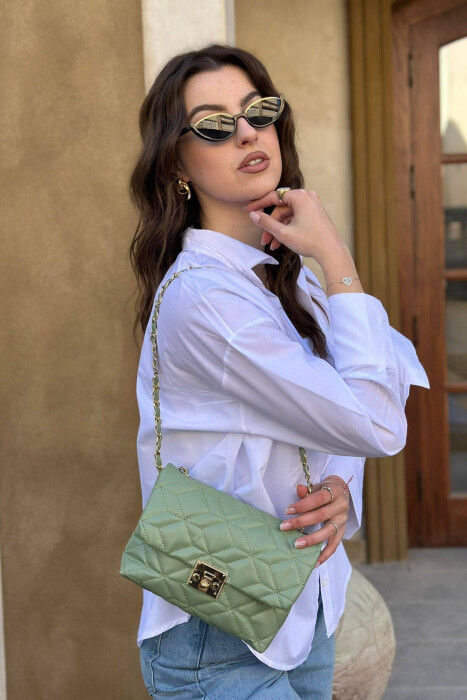 ONE COLOR ZIPPER WOMAN BAG MINT/MENTE 